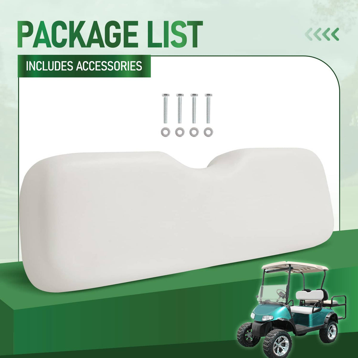 Solidspare For EZGO RXV 2008-Up Models White Golf Cart Front Seat Back Backrest Assembly