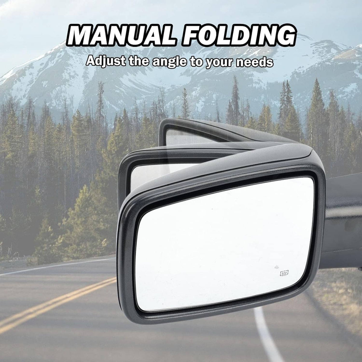 Solidspare Left/Driver Manual Fold & Heated & Temp Sensor Mirror For 2013-19 Dodge Ram 1500
