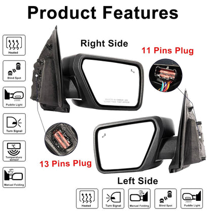 Solidspare New Pair Mirror Turn Signal Temp Sensor Puddle Light For 2021-24 Ford F-150 F150