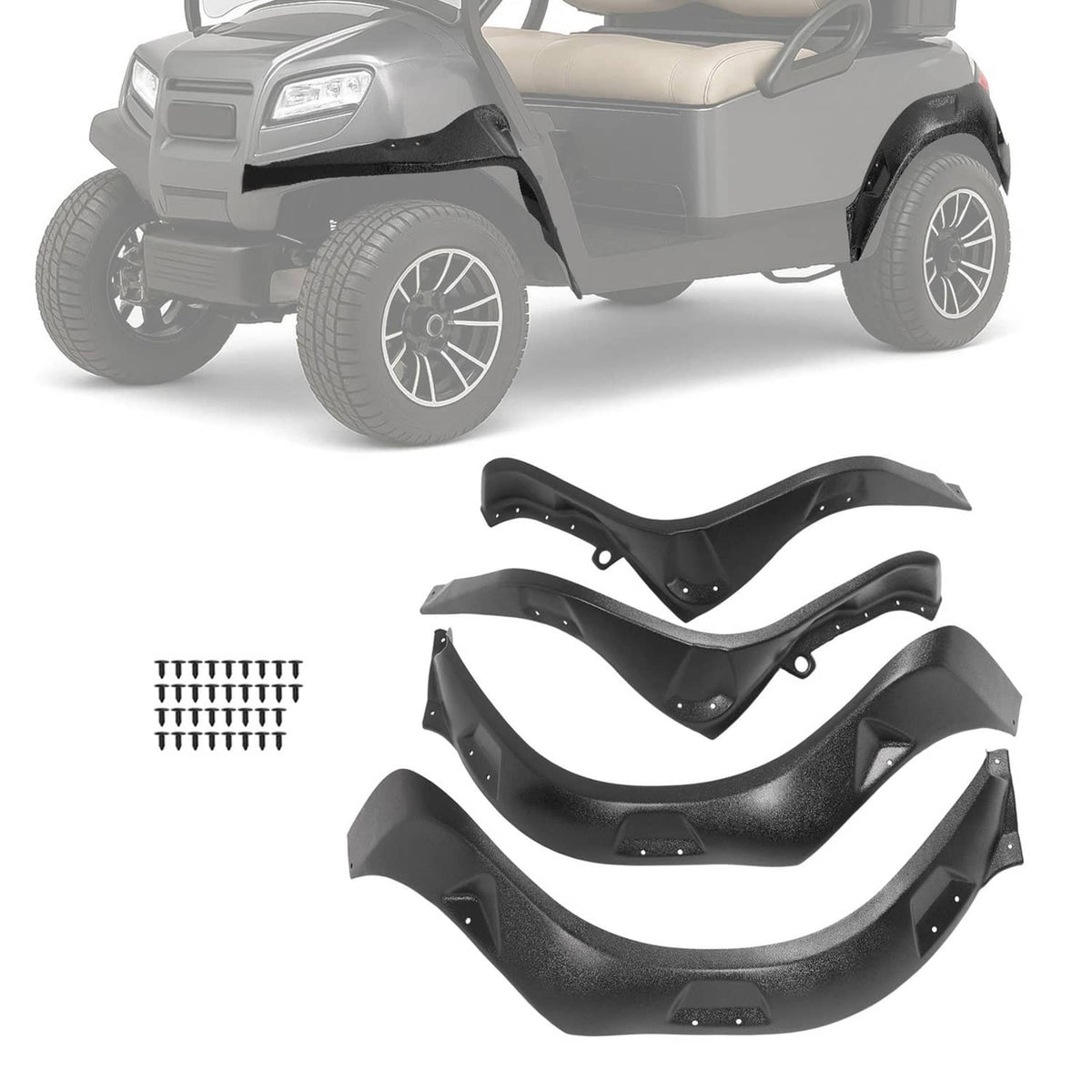 Solidspare Fender Flares Kit for 2019-up Club Car Onward Complete Set of Four Front & Rear