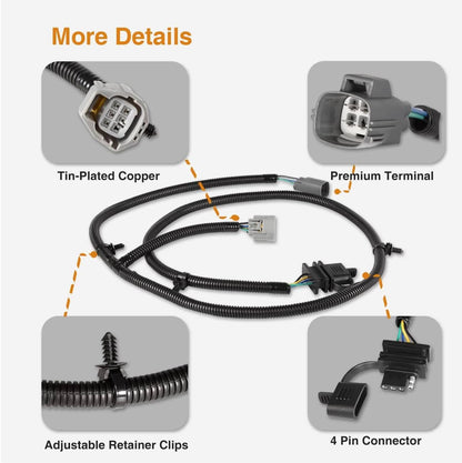 Solid Spare For 07-18 Jeep Wrangler JK 70.5" 4-Way Tow Hitch Trailer Wiring Harness 92015