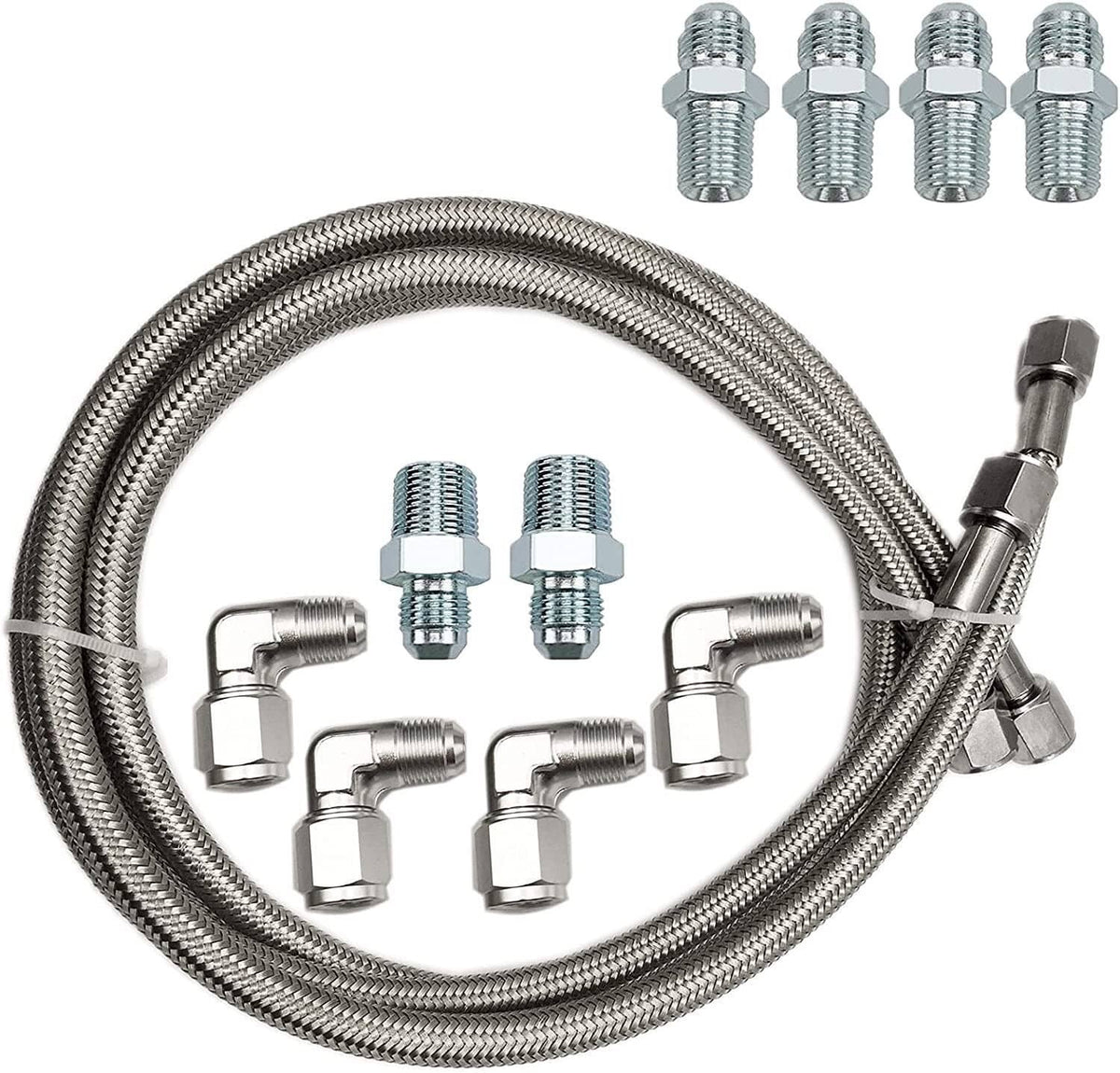 Solidspare SS Braided Transmission Cool Hoses Lines Kit For 700R4/ TH350/ TH400/ NP-700RTL