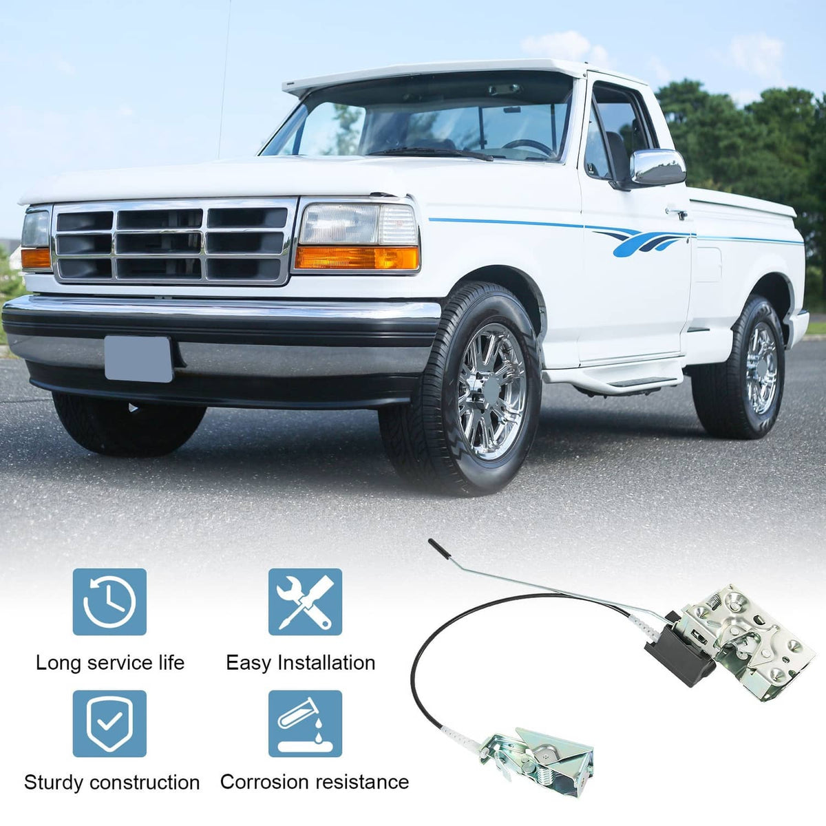 Solidspare Front Left & Right Door Lock Latch with Cable & Rod Kit for 92-97 Ford F-Series