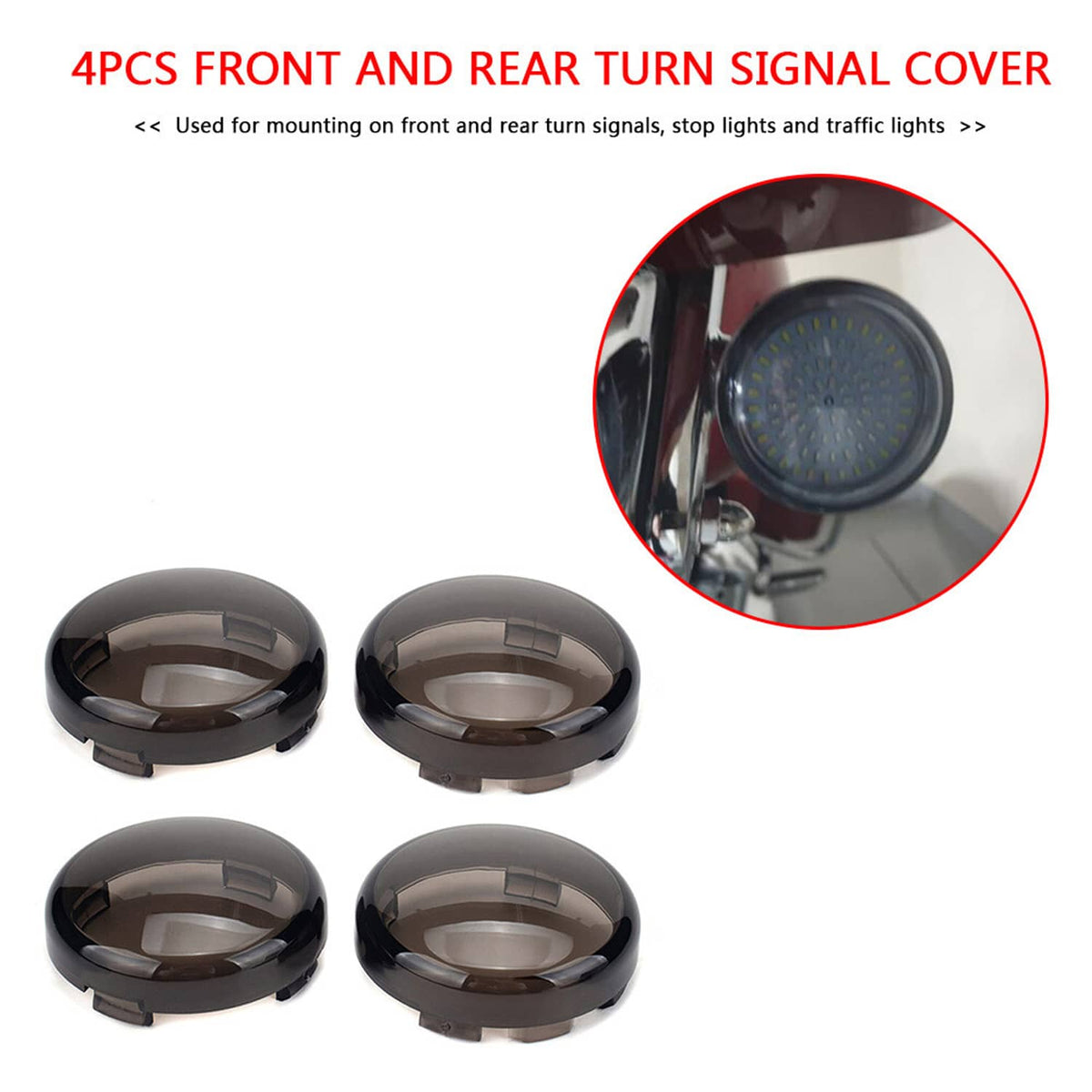 Solidspare 4PCS For Harley Heritage Softail Touring Turn Signal Light Lamp Cover Smoke Lens