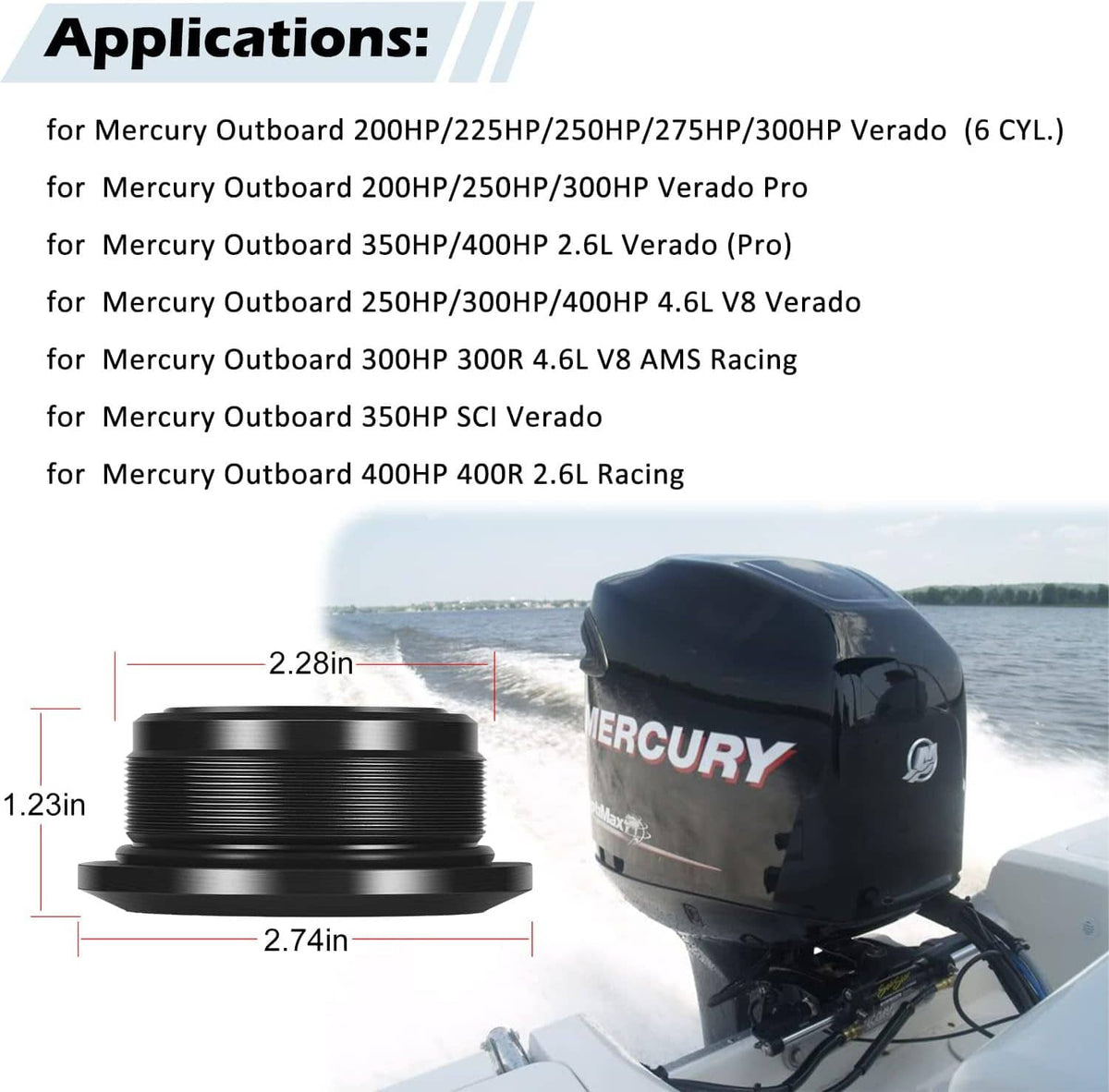 Solid Spare 2Pcs Verado Trim Cap For Mercury/Mariner Outboard 6-Cyl 225HP 250HP 275HP 300HP