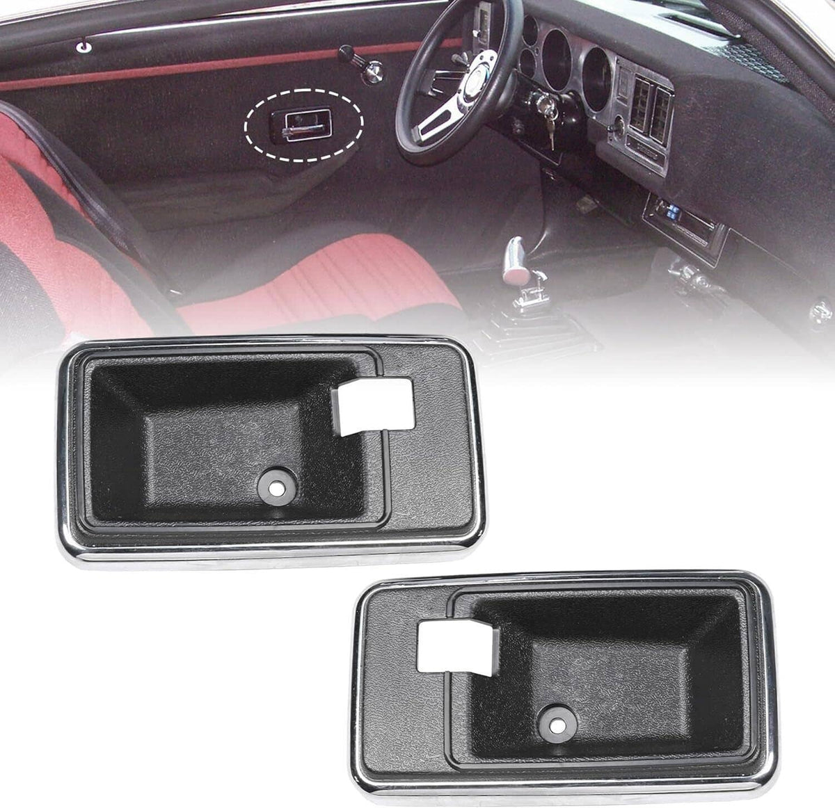 Solidspare New Interior Door Handle Bezel Cup Set For 1976-1981 Firebird Trans Am & Camaro