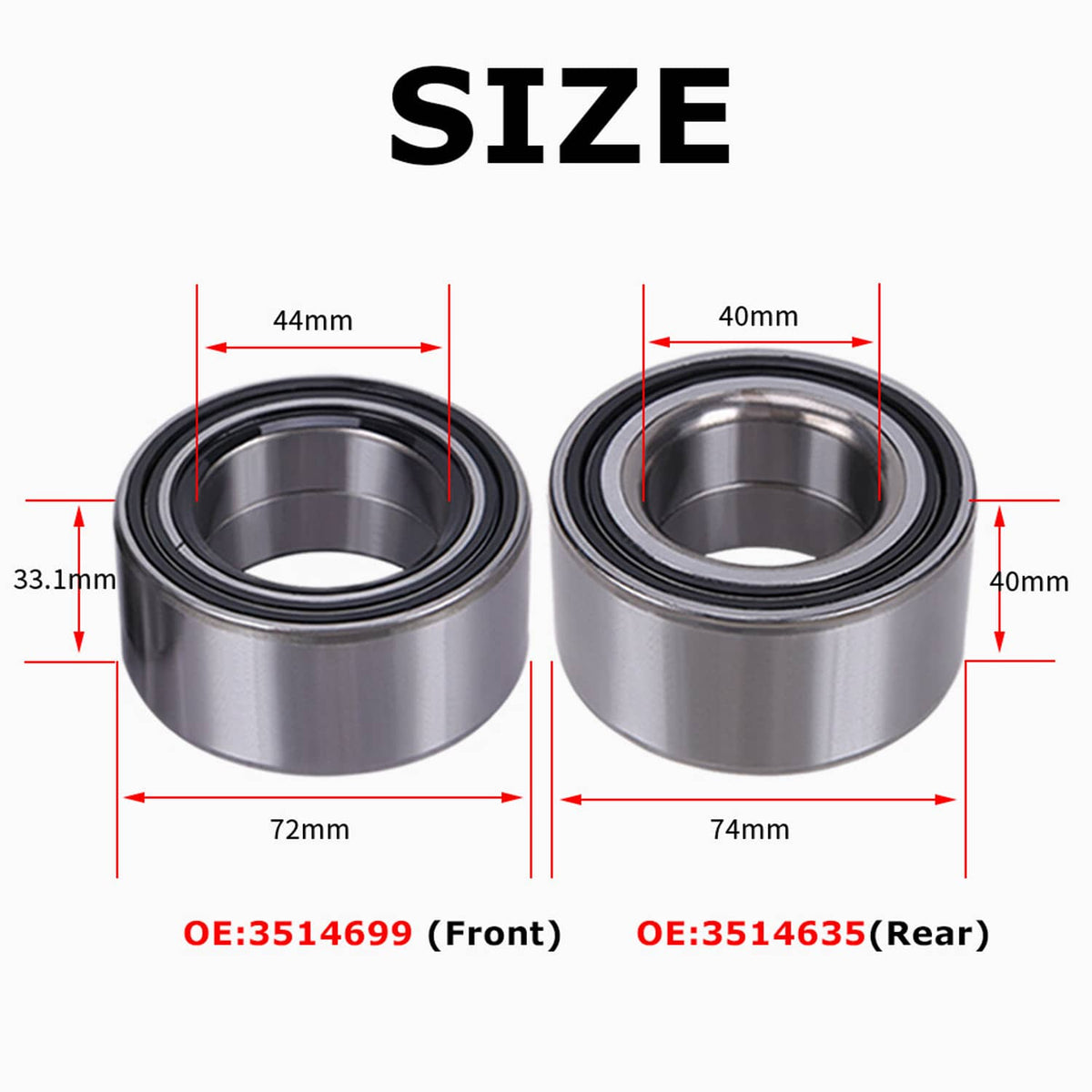 Solidspare 4x Front Rear Wheel Bearings for Polaris Polaris Ranger 500 570 700 800 900 1000