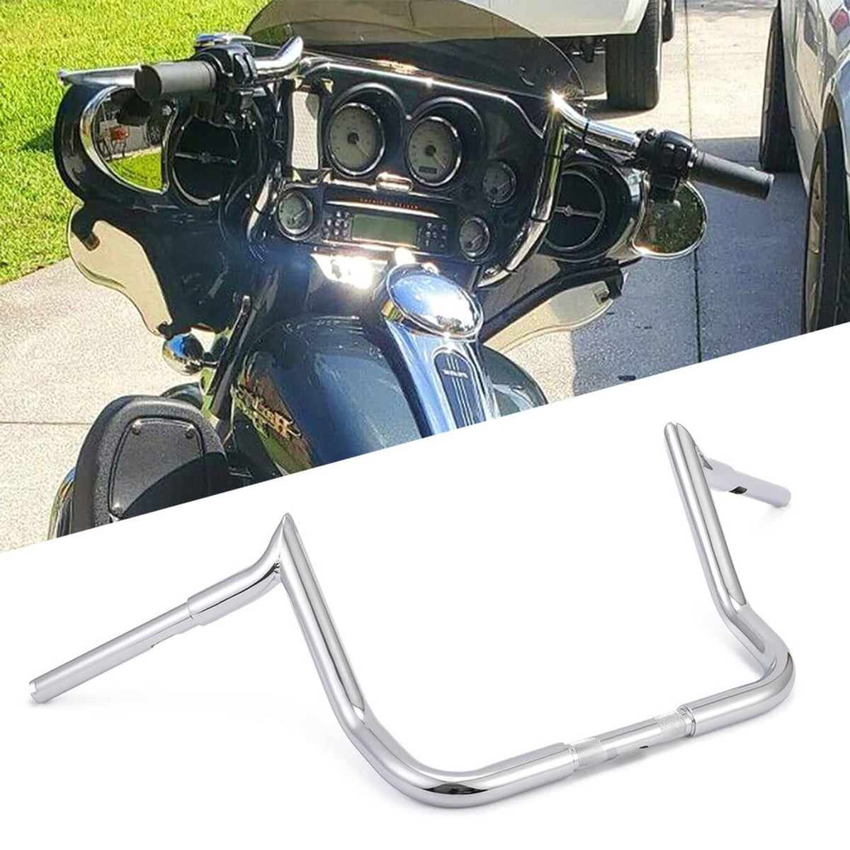 Solidspare 12" Meathook Ape Handlebar For Harley Touring Street Glide & Electra Glide 1986+