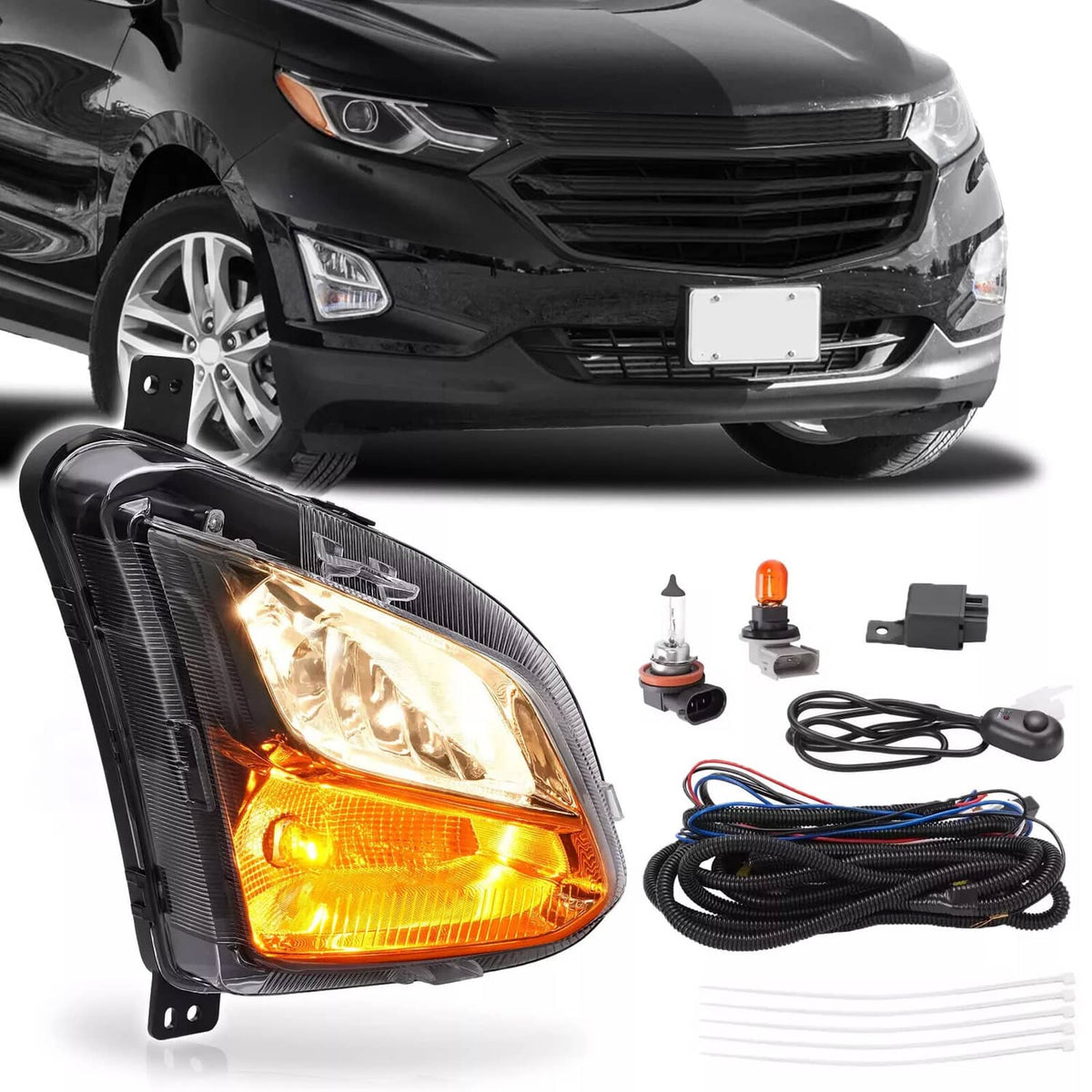 Solid Spare Right Side Bumper Fog Light Turn Signal Lamp For Chevy Equinox 2018-2021 w/Bulbs
