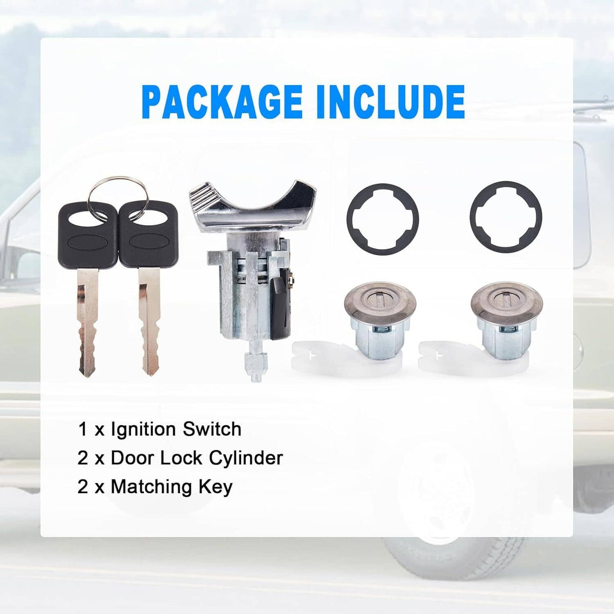 Solidspare Ignition & Door Lock Cylinder Set For 92-96 Ford Bronco F-150 250 350 Keyed Alik