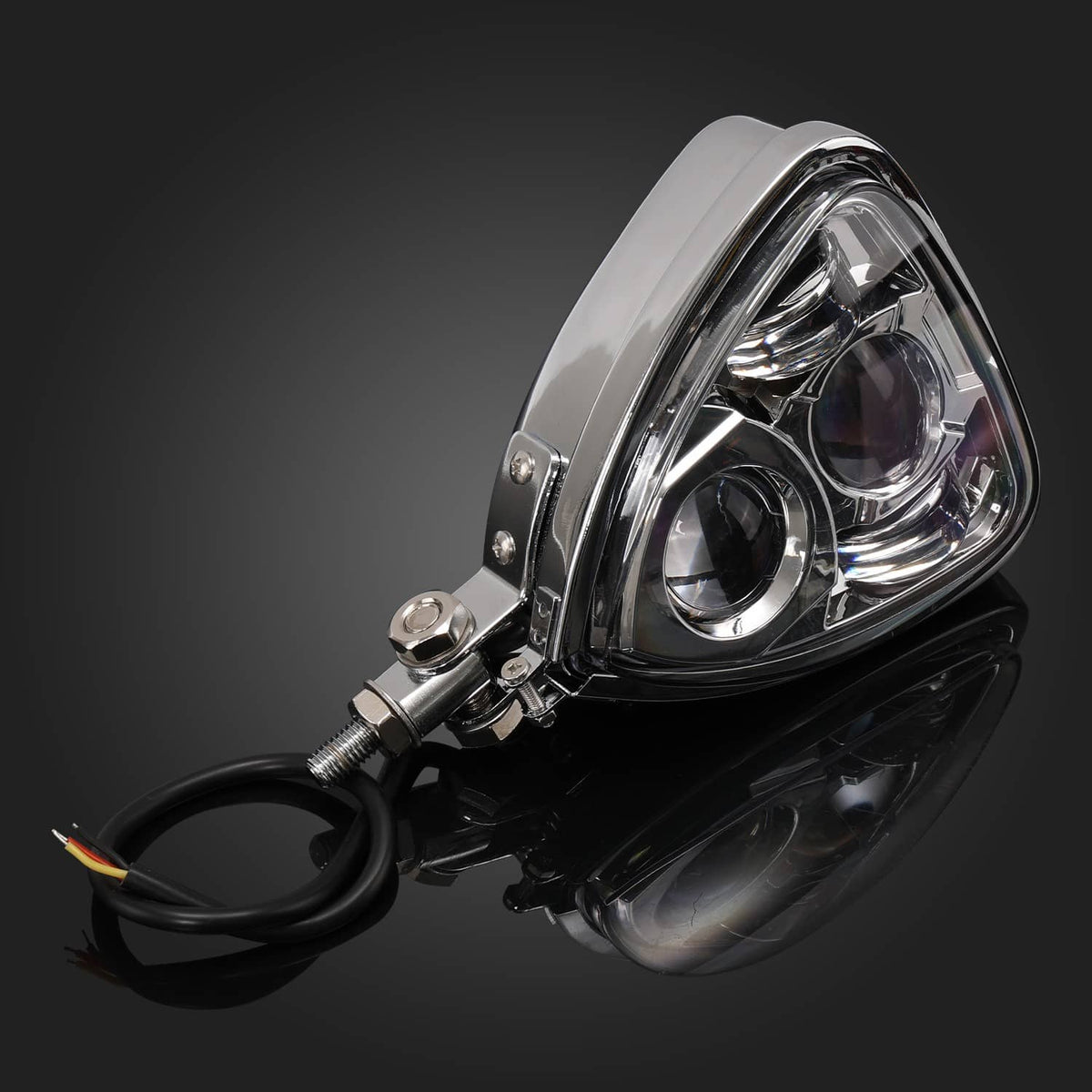 Solidspare Front Triangle Headlight 10mm Bottom Mount For Cafe Racer Harley Suzuki Kawasaki