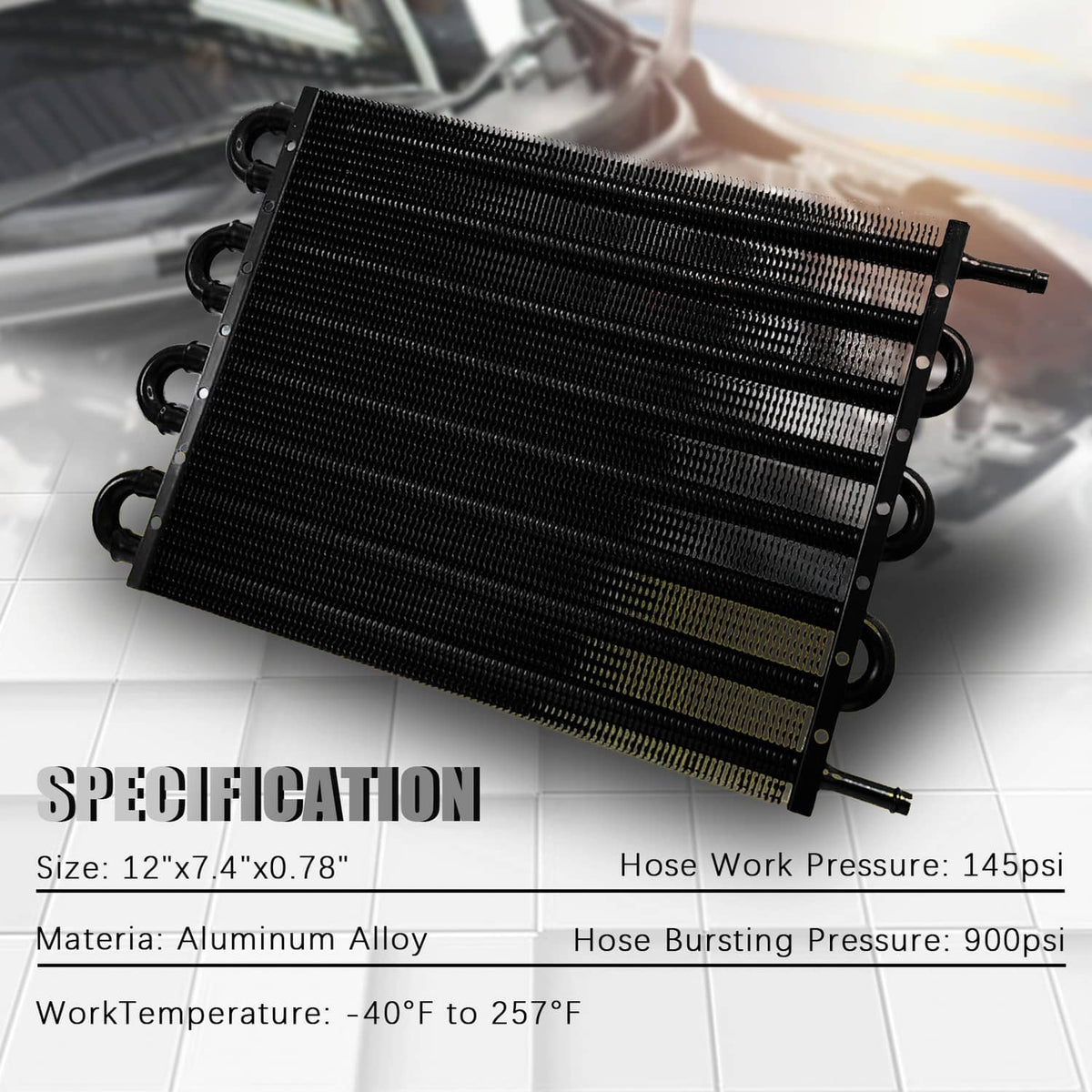 Solidspare Universal 8 Rows Aluminum Remote Transmission Oil Cooler Radiator Converter Set
