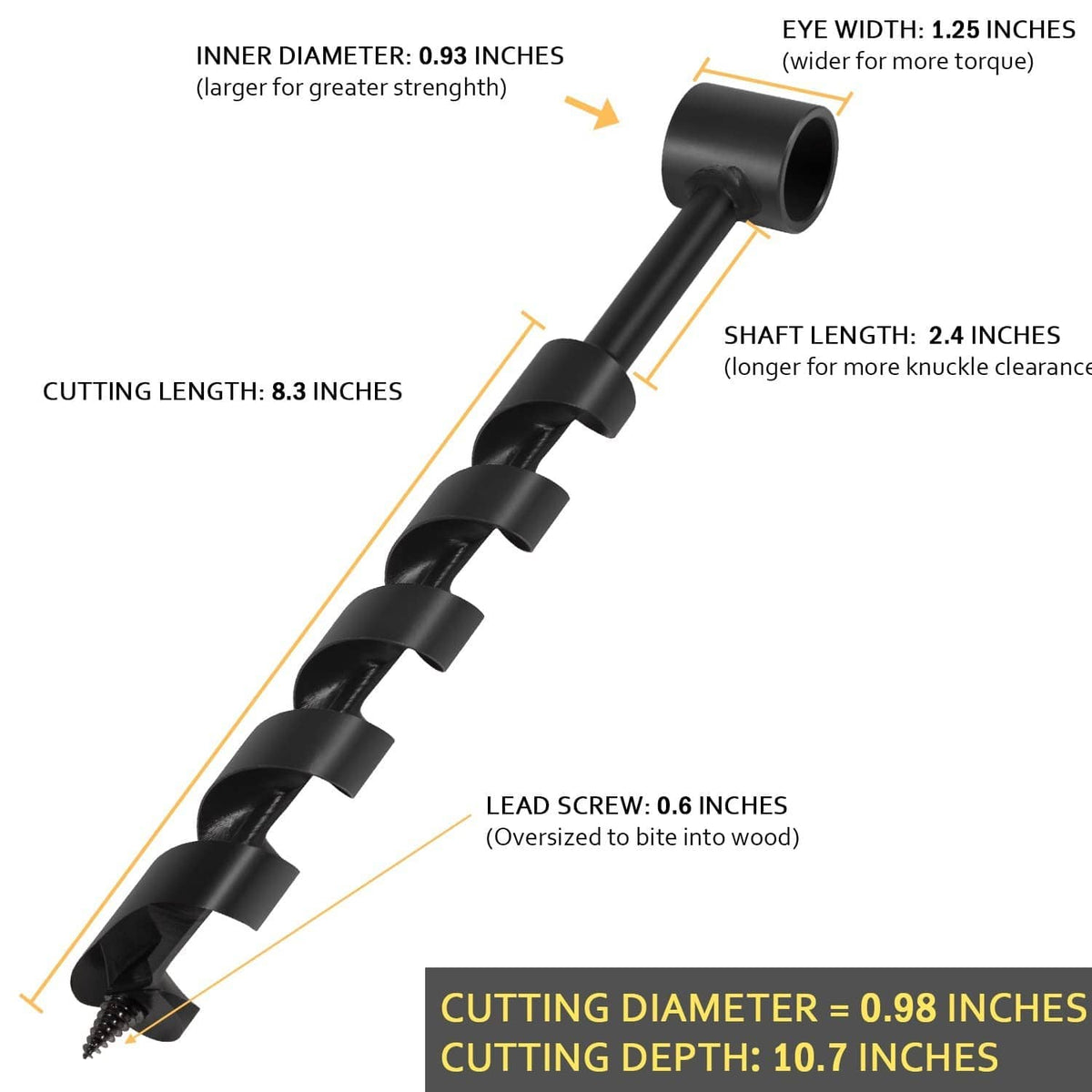 Solidspare 1 x 12” Scotch Eye Wood Auger Drill Bit For Bushcraft and Camping Furniture Maki
