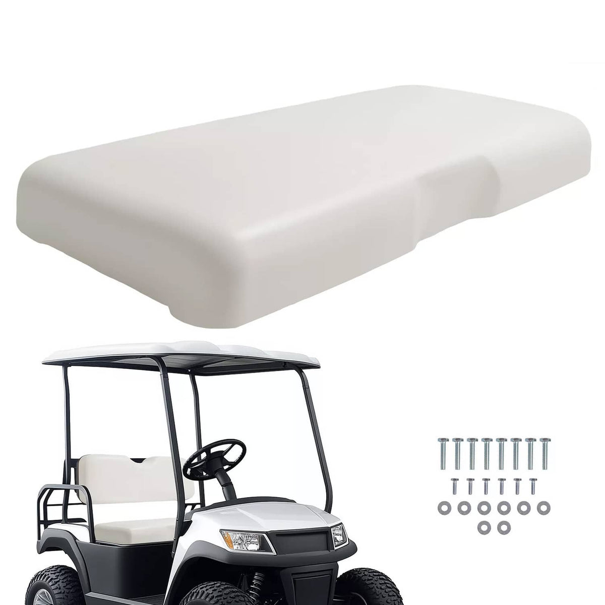 Solidspare White Golf Cart Front Seat Bottom Cushion Assembly For EZGO RXV 2008-Up 2016