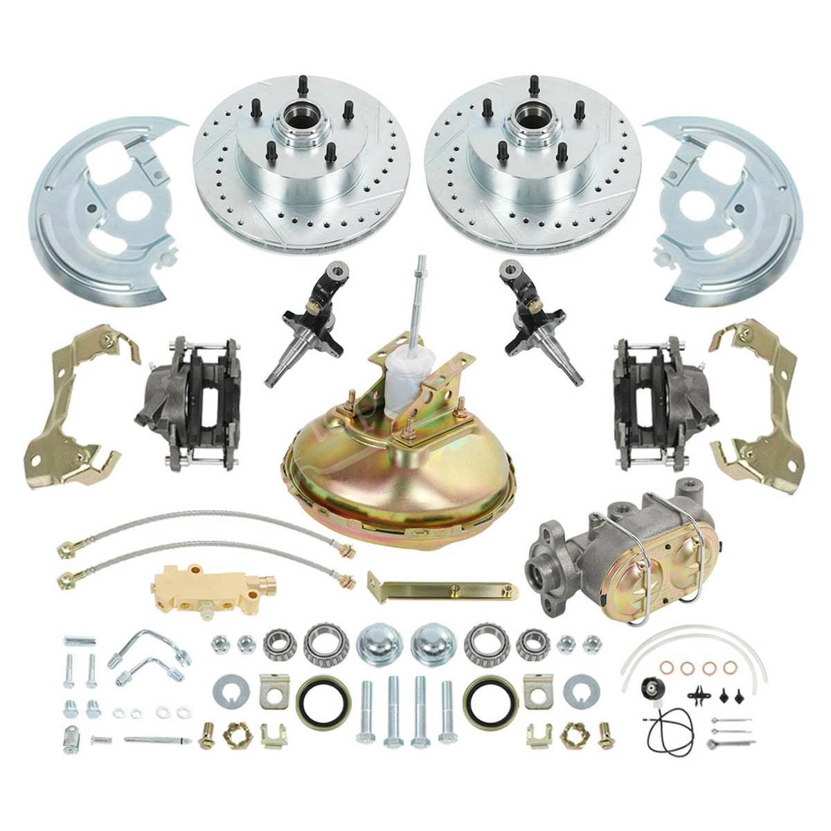 Solidspare Power Disc Brake Conversion Kit, Drilled & Slotted Rotors For Camaro 1967-1969