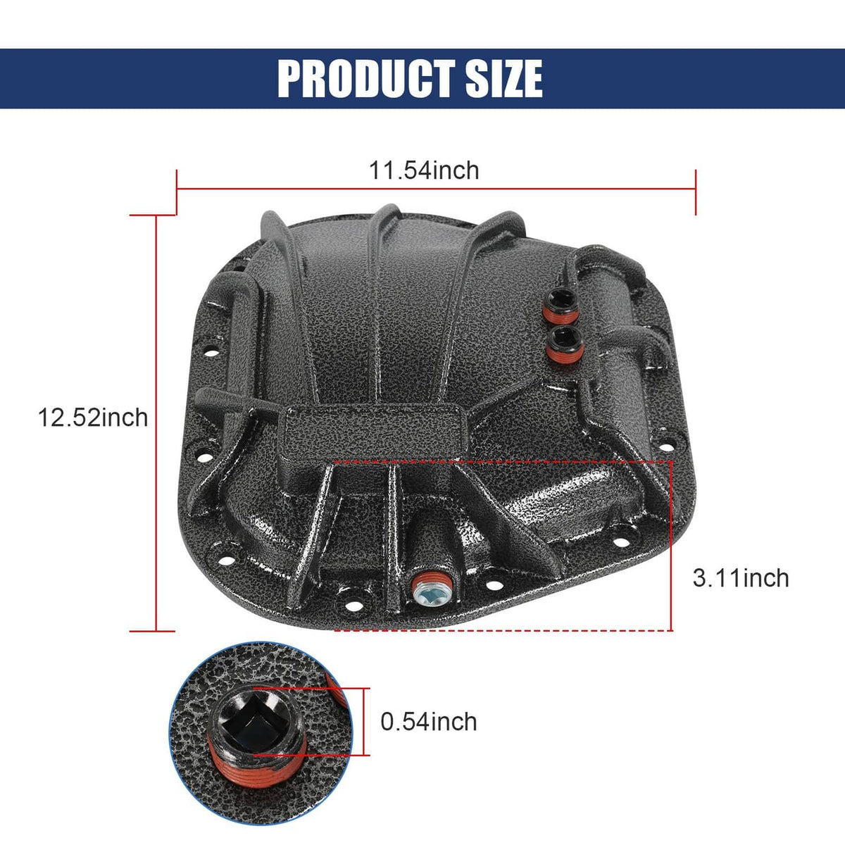 Solidspare 10023539 Differential Cover Fit For Ford 9.75" Rear Nodular Iron 12 Bolt Hole