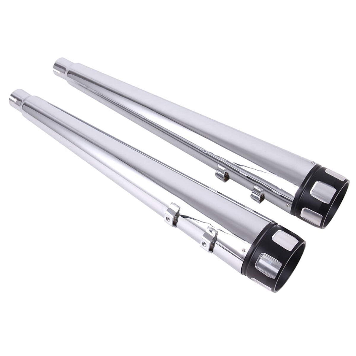 Solidspare Chrome Megaphone Slip-On Exhaust Pipes Mufflers 4in For Harley Touring 1995-2016