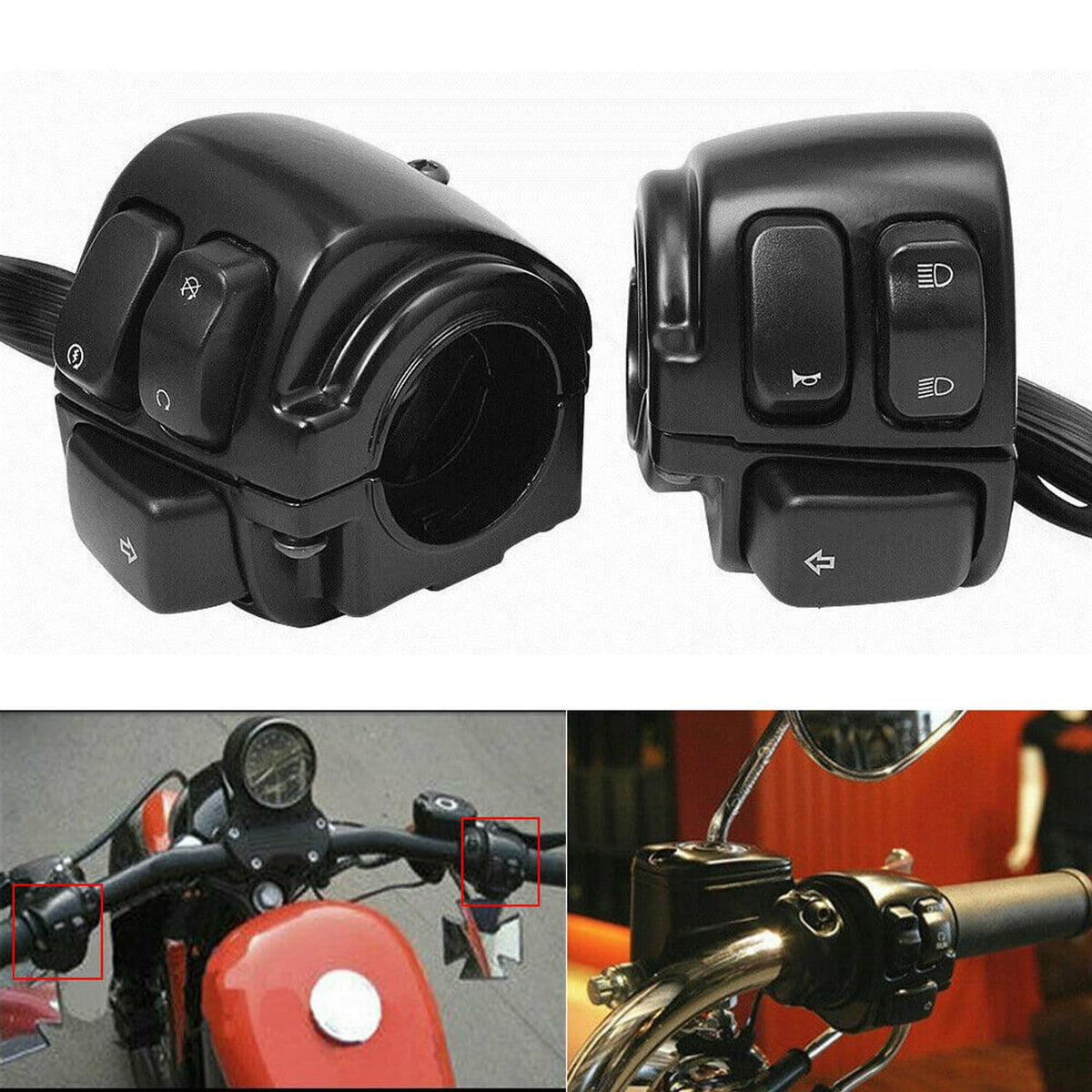 Solidspare Handlebar Control Switches + Wiring Harness for Harley Sportster Dyna 1996-2012