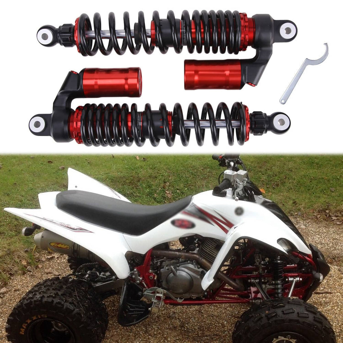 Solidspare Front Shocks Absorber 368mm for Yamaha Banshee 350 YFZ350 1987-2006 Black Spring