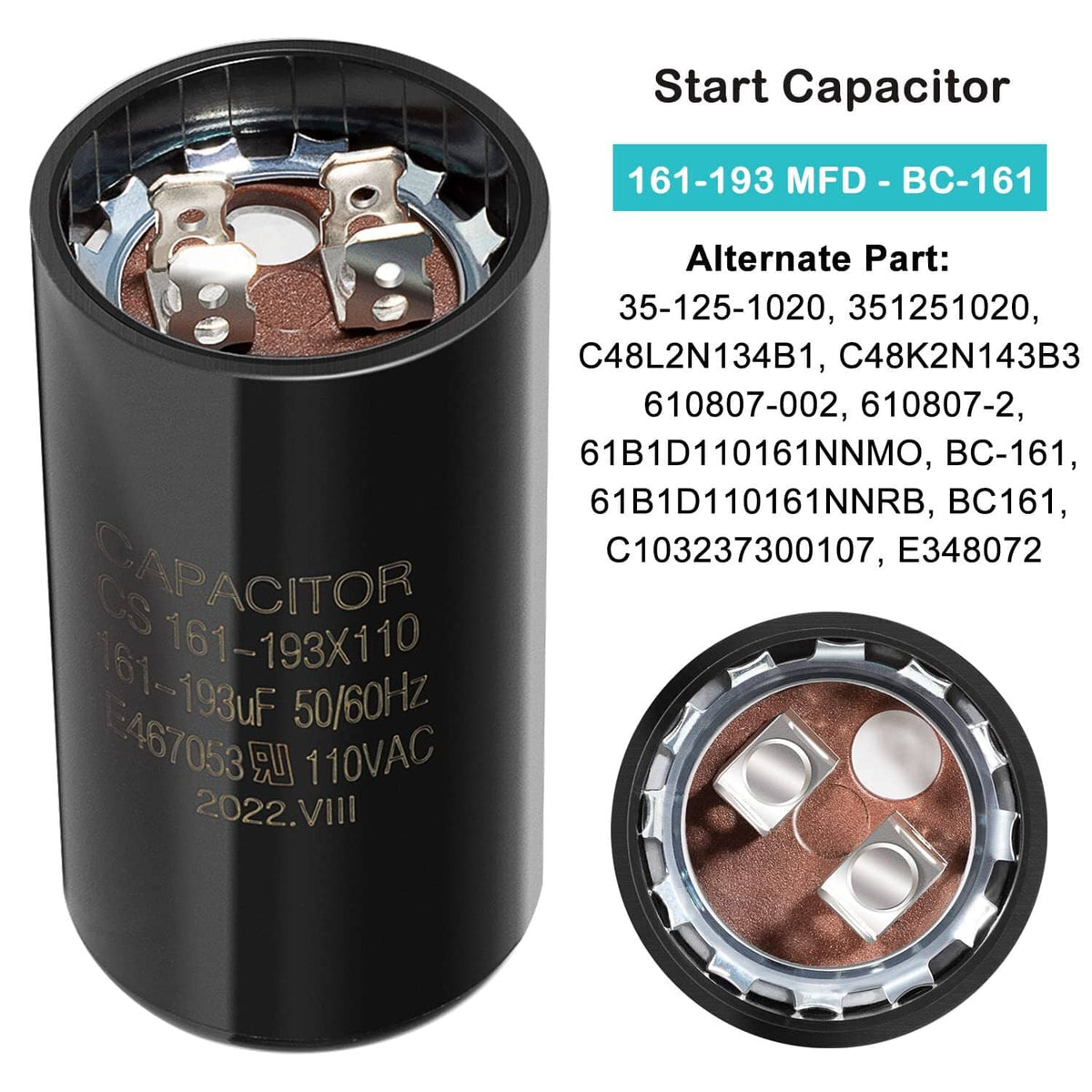 Solid Spare Pool Pump Start Capacitor 161-193 uf/MFD for Hayward Super Pump 0.75,1.0,1.5 HP
