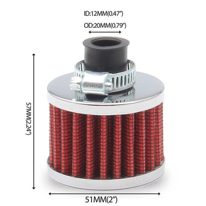 Solidspare NEW 12mm Cold Air Intake Filter Turbo Vent Case Car Breather Valve Cover