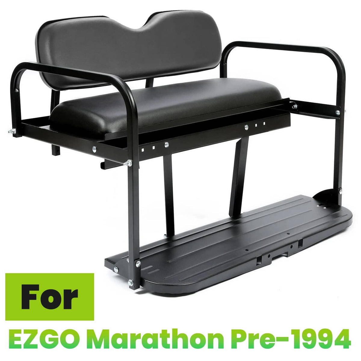 Solidspare Golf Cart Flip Folding Rear Back Seat Kit Black For EZGO Marathon Pre-1994