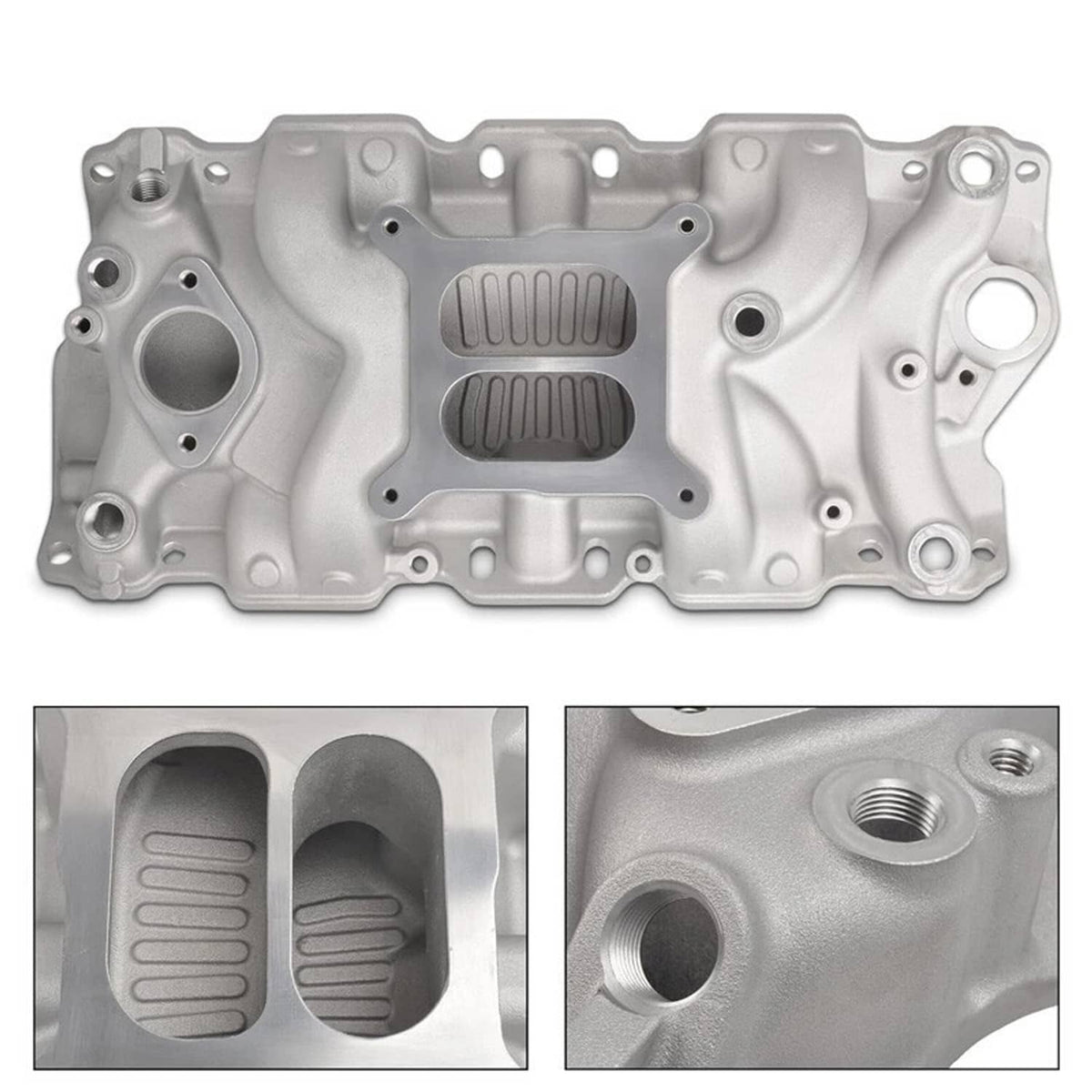 Solidspare Aluminum Dual Plane Intake Manifold 22026 For SBC Chevy 350 Small Block