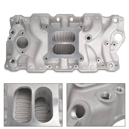 Solidspare Aluminum Dual Plane Intake Manifold 22026 For SBC Chevy 350 Small Block