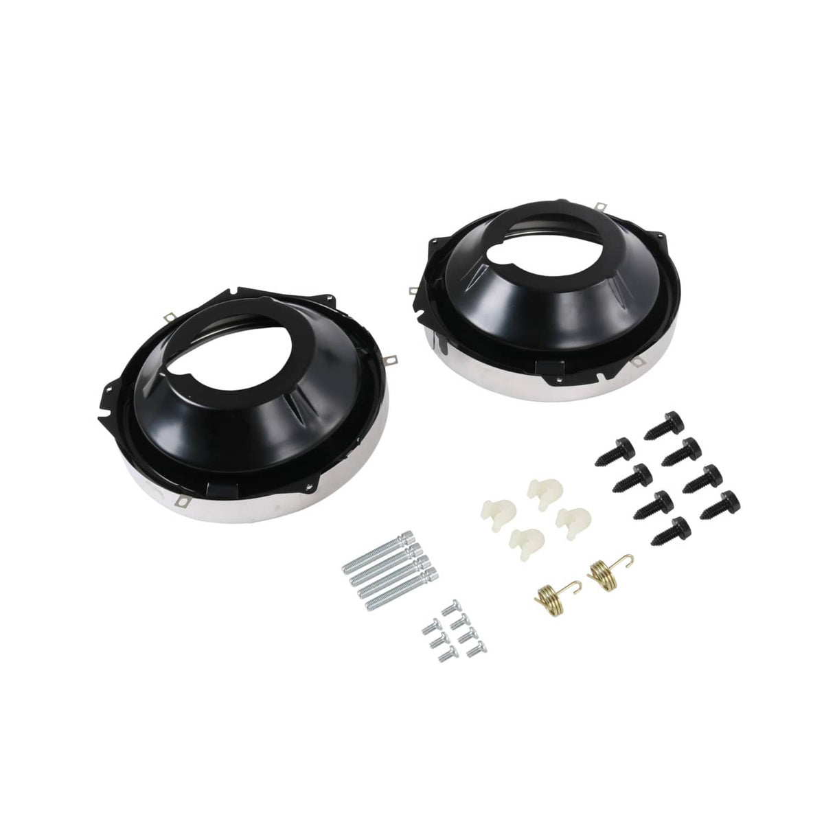 Solidspare Headlamp Retaining Ring Mounting Bucket Kit w/ hardware Camaro Nova rings 28pcs