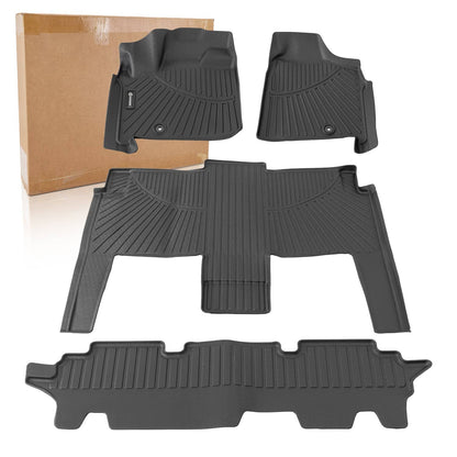 Solidspare Front & Rear Floor Mats 3 Row Liners For 2008-2016 Chrysler Town and Country