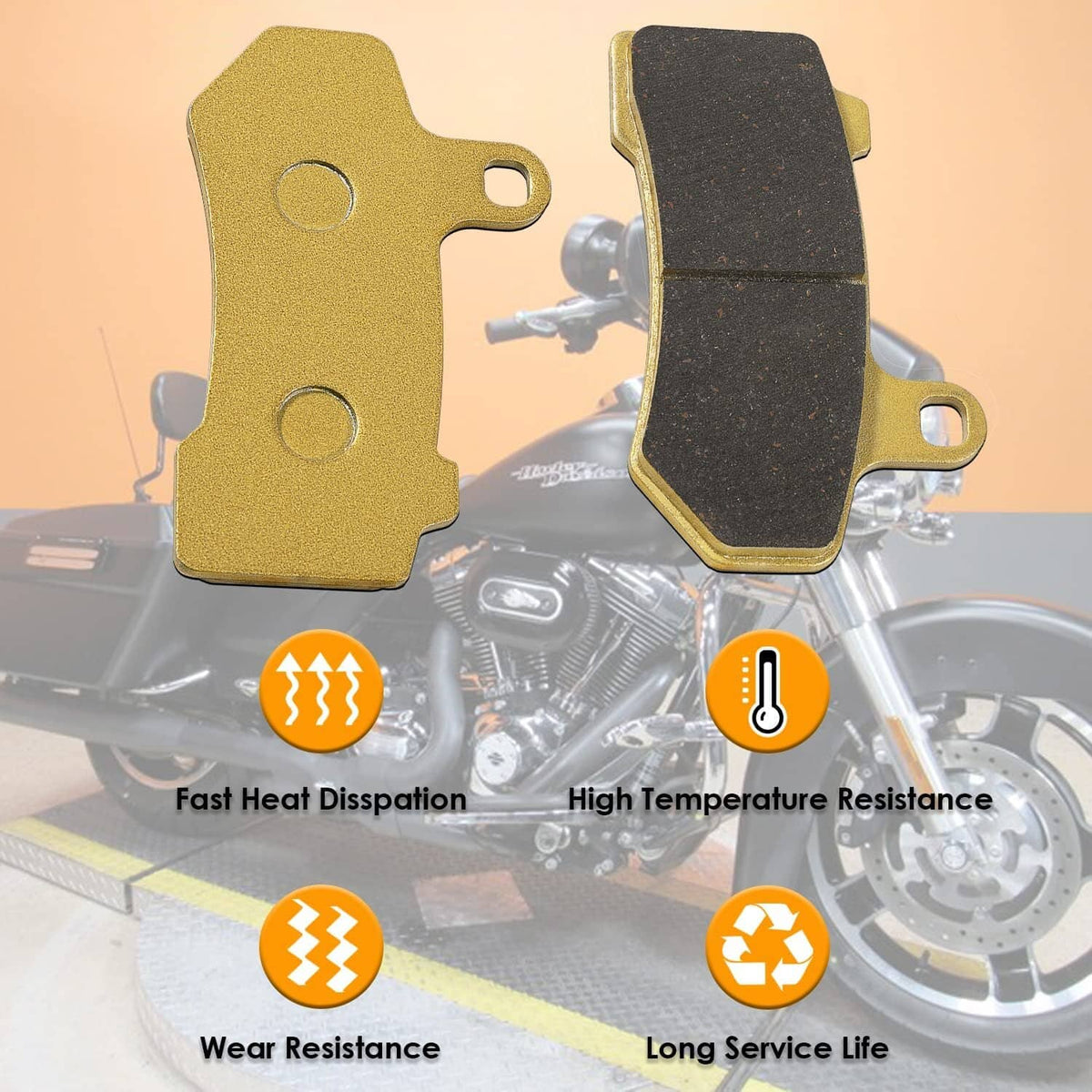 Solid Spare Front & Rear Ceramic Brake Pads For Harley Davidson FLHX Street Glide 2008-2015