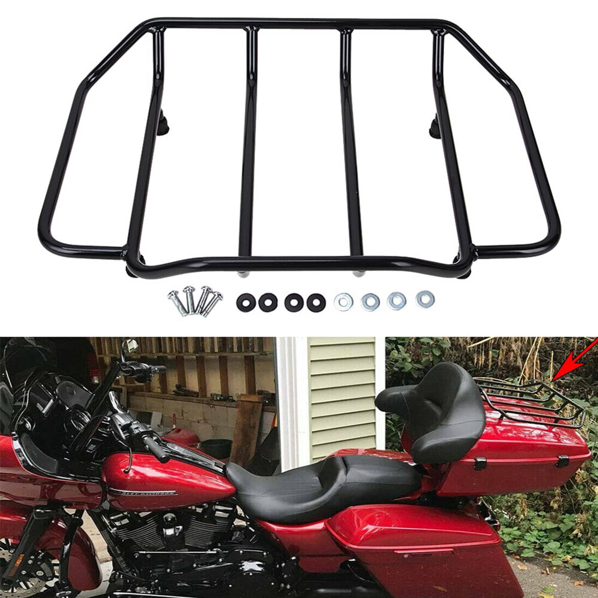Solidspare Motorcycle Luggage Rack Trunk Pack Fit For Harley Touring Street Road Glide