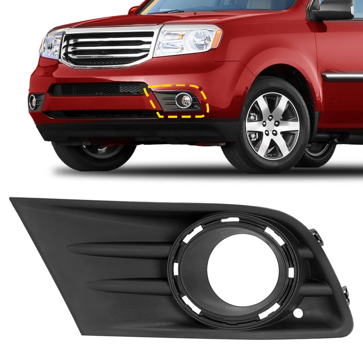 Solid Spare Front Bumper Fog Light Cover Bezel Trim Left Side For Honda Pilot 2012-2015