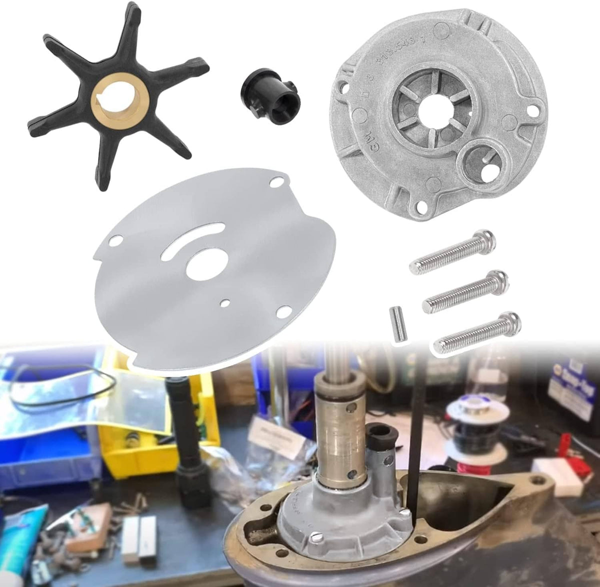 Solidspare 382468 Water Pump Impeller Kit Johnson Evinrude OMC (10 15 18 20 25 HP) 18-3377