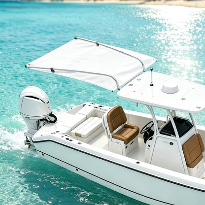 Solidspare White Boat Sun Shade 304 Stainless Steel+Fabric Canopy For Universal Boat