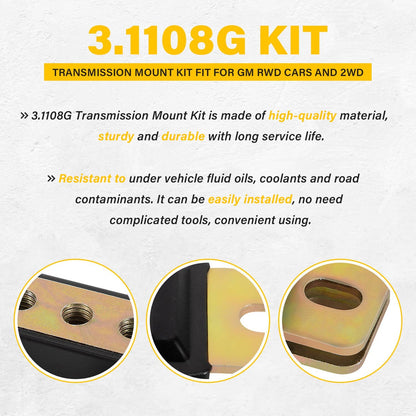 Solidspare 3.1108G Transmission Mount Kit fits GM RWD Cars and 2WD Trucks TH350 TH400 700R4