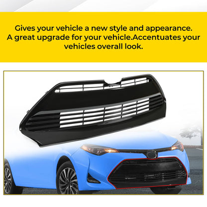 Solid Spare For 2017 2018 2019 Toyota Corolla L LE XLE Front Bumper Lower Grille Black Grill