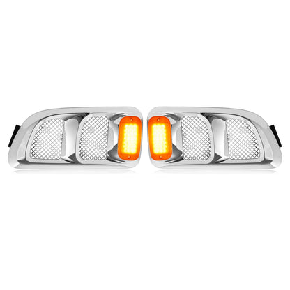 Solid Spare Pair Hood Side Vents Silvery Air Intake Trim Fit 1997-2009 Sterling Truck