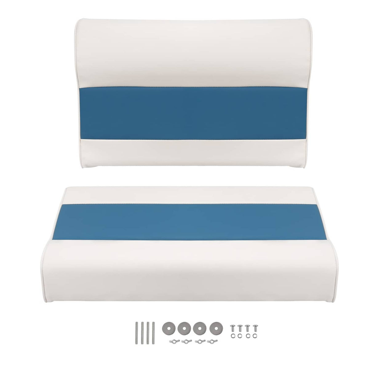 Solidspare #8WD95-1B-204 28" Pontoon Bench Seat Cushion Set Navy/White/Blue