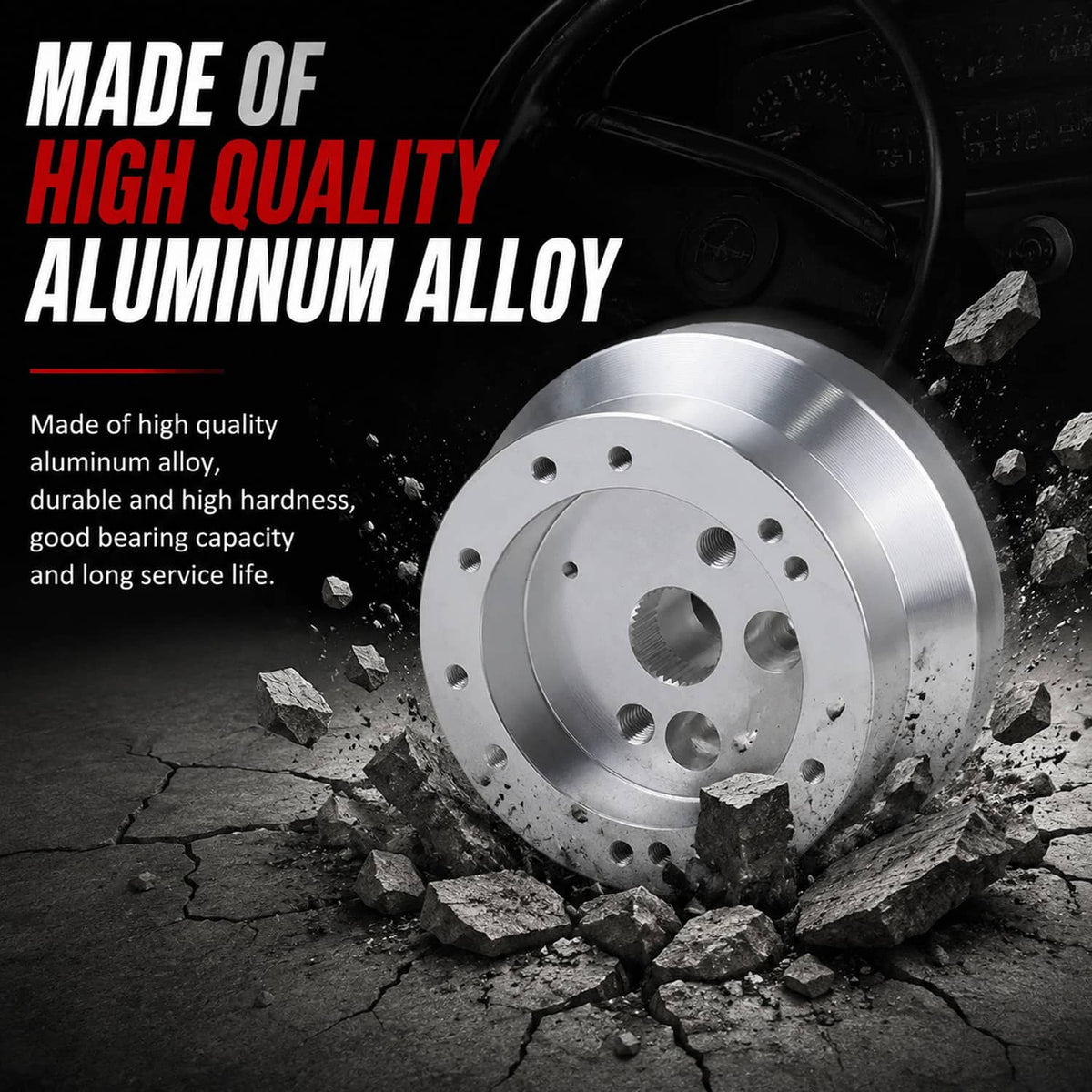 Solidspare Silver 5 & 6 Hole Steering Wheel Polished Hub Adapter For GM Chevy Aluminum