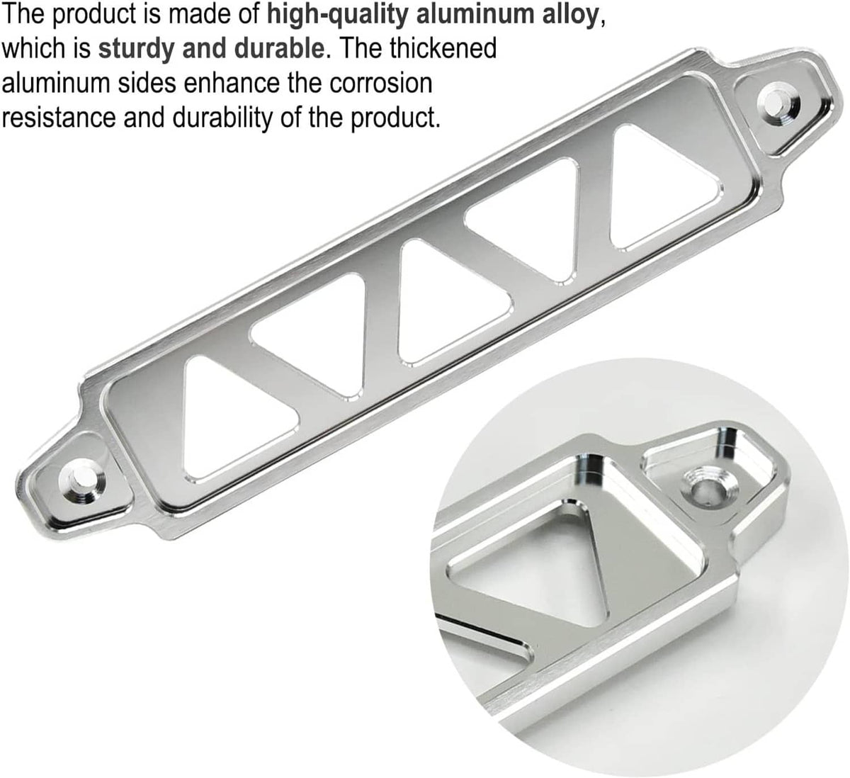 Solidspare Aluminum Car Battery Hold Tie Down Bracket Mount Kit w/ 10''J-Hooks Bolts Silver