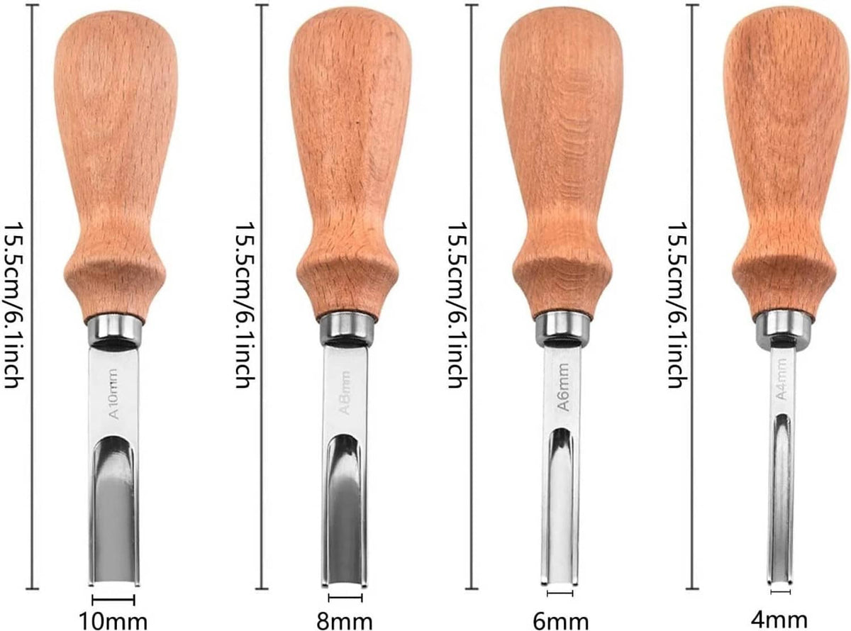 Solid Spare 4 PCs Leather Edge Bevelers French Beveler Wide Mouth Skiving Knife Craft Tool