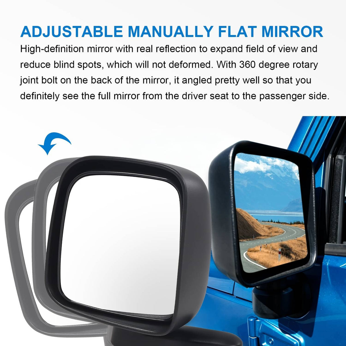 Solidspare 2PCS Manual Folding Side View Mirrors Fit Jeep Wrangler TJ 2003‑2006 55395061AD