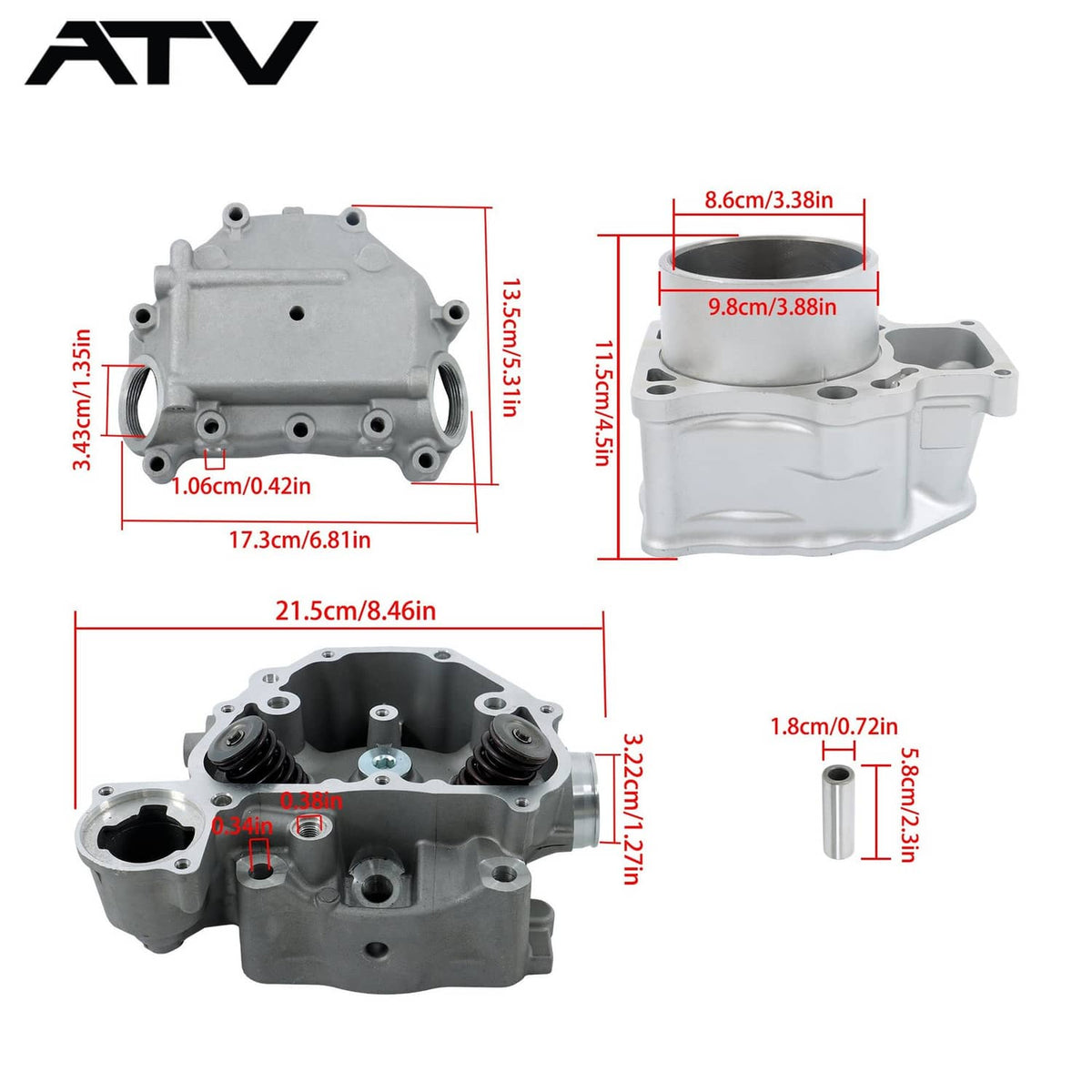 Solidspare For HONDA TRX420 2012-2019 Cylinder Head Cover+Cylinder Head+Sleeve Cylinder US