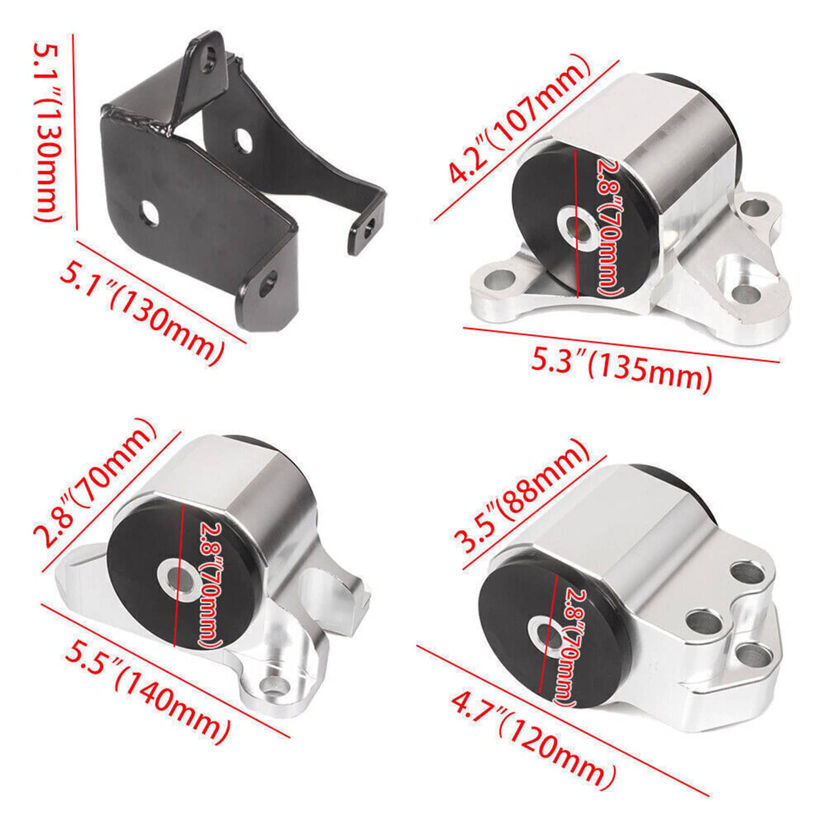 Solidspare Swap Engine Motor Mount 3 Bolt Kit &Torque Mount Kit For 96-00 Civic EK B-Series