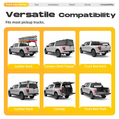 Solid Spare 8Pcs Truck Cap Topper Camper Shell Mounting Clamps Aluminum Truck Bed Clamp