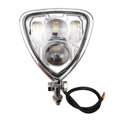 Solidspare Motorcycle LED Triangle Headlight Universal Fit Chopper Cafe Racer Bobber Harley
