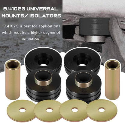 Solidspare 9.4102G Universal Polyurethane Body Mounts Bushings Isolators (Black) 10-PACKS