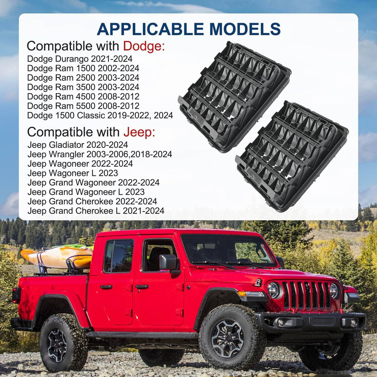 Solidspare 2x Body Side Aperture Exhauster Vents Fit 14-2020 Dodge RAM 1500 2500 68323649A
