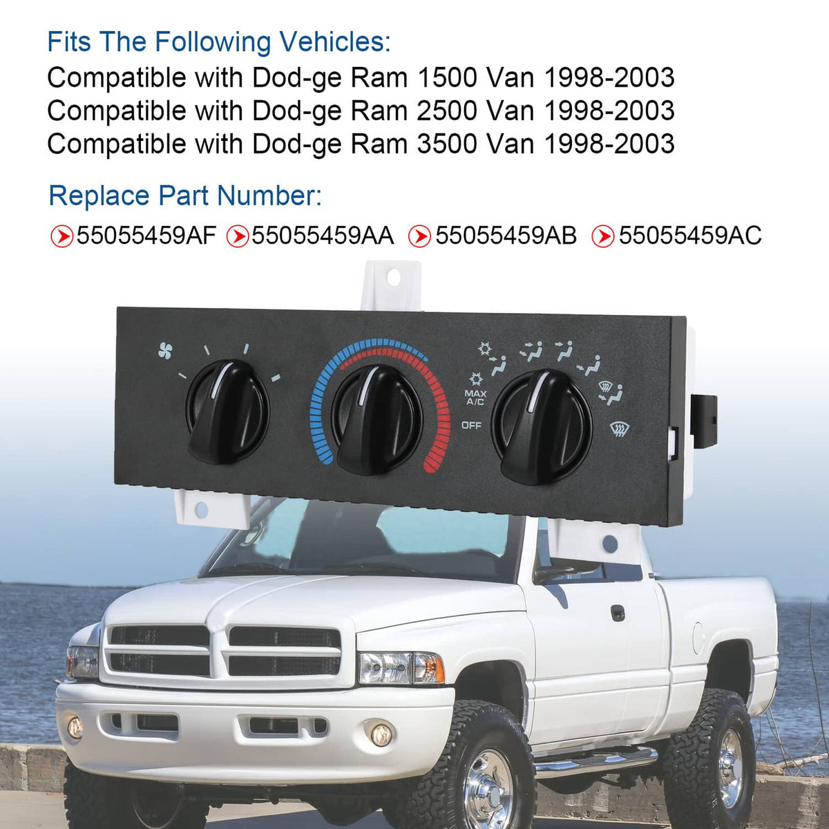 Solidspare 55055459AF A/C Heater Manual Climate Temp Control Panel For 98-03 Dodge Ram Van